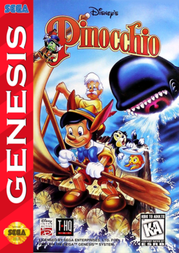 Pinocchio box art for Sega Mega Drive